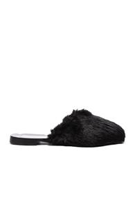 Avec Moderation Faux Fur Gio Sandals In Black