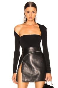 Alexander Wang Asymmetric Draped Back Bodysuit In Black