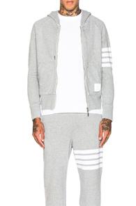 Thom Browne Distressed 4 Bar Stripe Hoodie In Gray