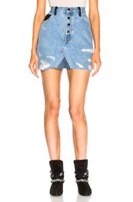 Amiri Leather Fringe Skirt In Black,blue
