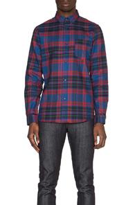 A.p.c. Bruce Shirt In Blue,checkered & Plaid