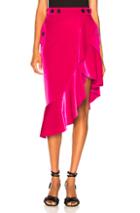 Self-portrait Flounced Velvet Skirt In Pink