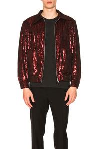 Maison Margiela Full Zip Sequin Jacket In Red
