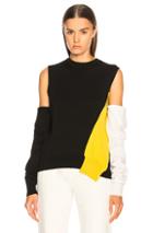 Calvin Klein 205w39nyc Fold Down Sleeve Sweater In Black,yellow,white