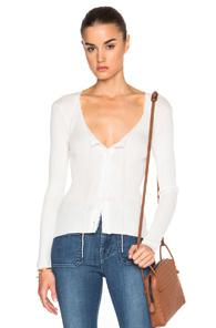 Frame Denim Lace Rib Top In White