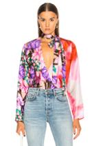 Msgm Printed Habotai Top In Floral,pink,red,purple