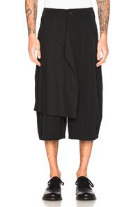 Yohji Yamamoto Drop Cloth Gabardine Shorts In Black