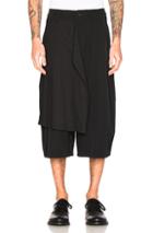 Yohji Yamamoto Drop Cloth Gabardine Shorts In Black