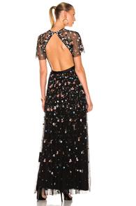 Needle & Thread Starburst Dress In Black,floral