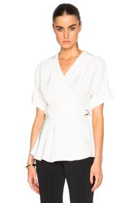 Tome Belted Wrap Top In White