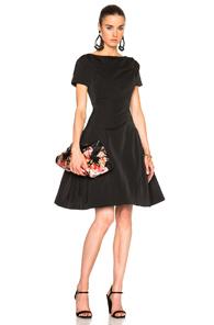 Oscar De La Renta Short Sleeve Cocktail Dress In Black