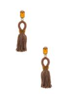 Oscar De La Renta Short Silk Tassel Earrings In Brown