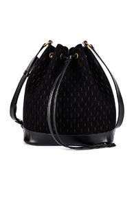 Saint Laurent Suede Monogramme Bucket Bag In Black