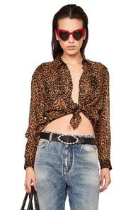 Saint Laurent Printed Blouse In Brown