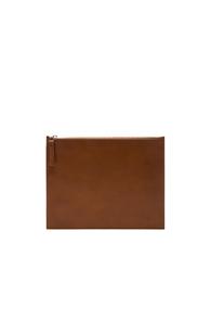 Maison Margiela Calf Leather Pouch In Neutrals,brown