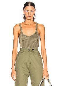 The Range Framed Rib Strap Tank In Green