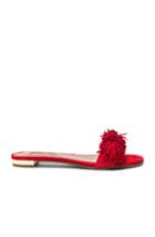 Aquazzura Suede Wild Thing Slide Flats In Red