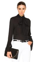 Nicholas Pussybow Pleat Cuff Top In Black