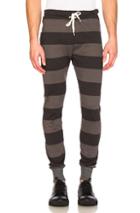 Junya Watanabe Cotton Jersey Border Sweatpants In Gray,stripes