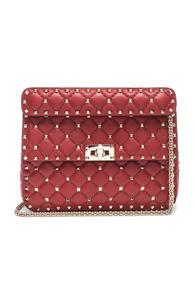Valentino Rockstud Spike Medium Shoulder Bag In Red