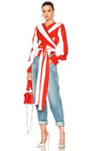 Monse Striped Wrap Top In Red,stripes,white