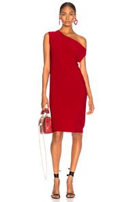 Norma Kamali Drop Shoulder Knee Length Dress In Red