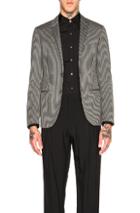 Lanvin Slim Two Button Topstitch Suede Elbow Jacket In Black,stripes