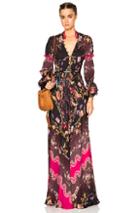 Etro Printed Gown In Black,floral,purple