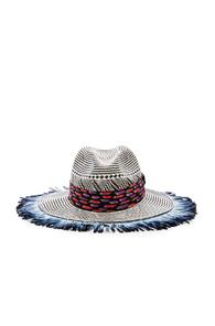 Etro Woven Feather Hat In Checkered & Plaid,ombre & Tie Dye,blue