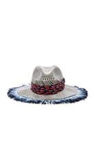 Etro Woven Feather Hat In Checkered & Plaid,ombre & Tie Dye,blue