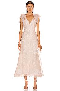 Rodarte Sequin Beaded Bow Dress In Pink