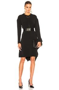 Marni Stretch Cady Long Sleeve Dress In Black