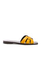 Saint Laurent Leather Nu Pieds Slides In Yellow