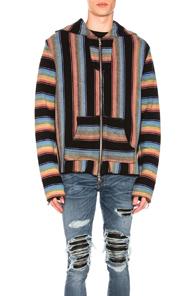 Amiri Baja Zip Hoodie In Stripes,black,blue