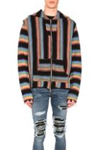 Amiri Baja Zip Hoodie In Stripes,black,blue