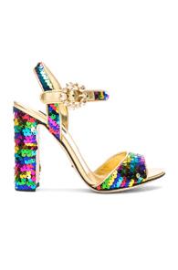 Dolce & Gabbana Sequin Sandals In Metallics,pink