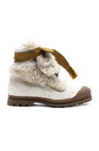 Chloe Parker Shearling Hiking Boots In White