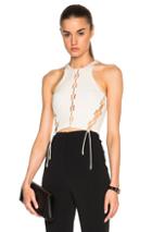 David Koma Front & Side Lacing Panels Crop Top In White