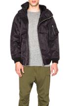 Nlst Heavy Nylon Double Zip Hooded Flight Jacket In Black