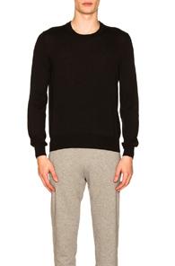 Maison Margiela Suede Patch Pullover Sweater In Black