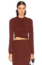 T By Alexander Wang Twisted Long Sleeve Top In Red
