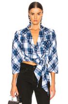 Johanna Ortiz Lovely Ilonka Top In Blue,checkered & Plaid