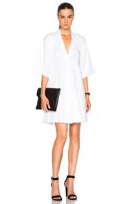 Tome V Neck Shirt Dress In White