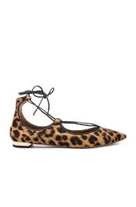 Aquazzura Christy Flats In Brown,animal Print