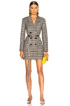 Tibi Lucas Suiting Double Breasted Blazer Dress In Black,plaid