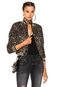 R13 Wool Roadie Bomber Jacket In Animal Print