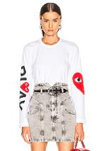 Comme Des Garcons Play Long Sleeve Logo Emblem Tee In Novelty,white