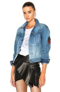 Saint Laurent Patch Denim Jacket In Blue