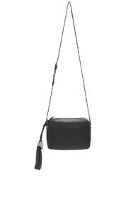 Saint Laurent Medium Logo Embossed Lou Satchel In Gray