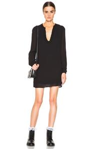 Saint Laurent Sunflower Applique Tunic Dress In Black